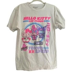 Sanrio Hello Kitty Womens L My Melody Kuromi Tokyo Speed White Graphic T-Shirt